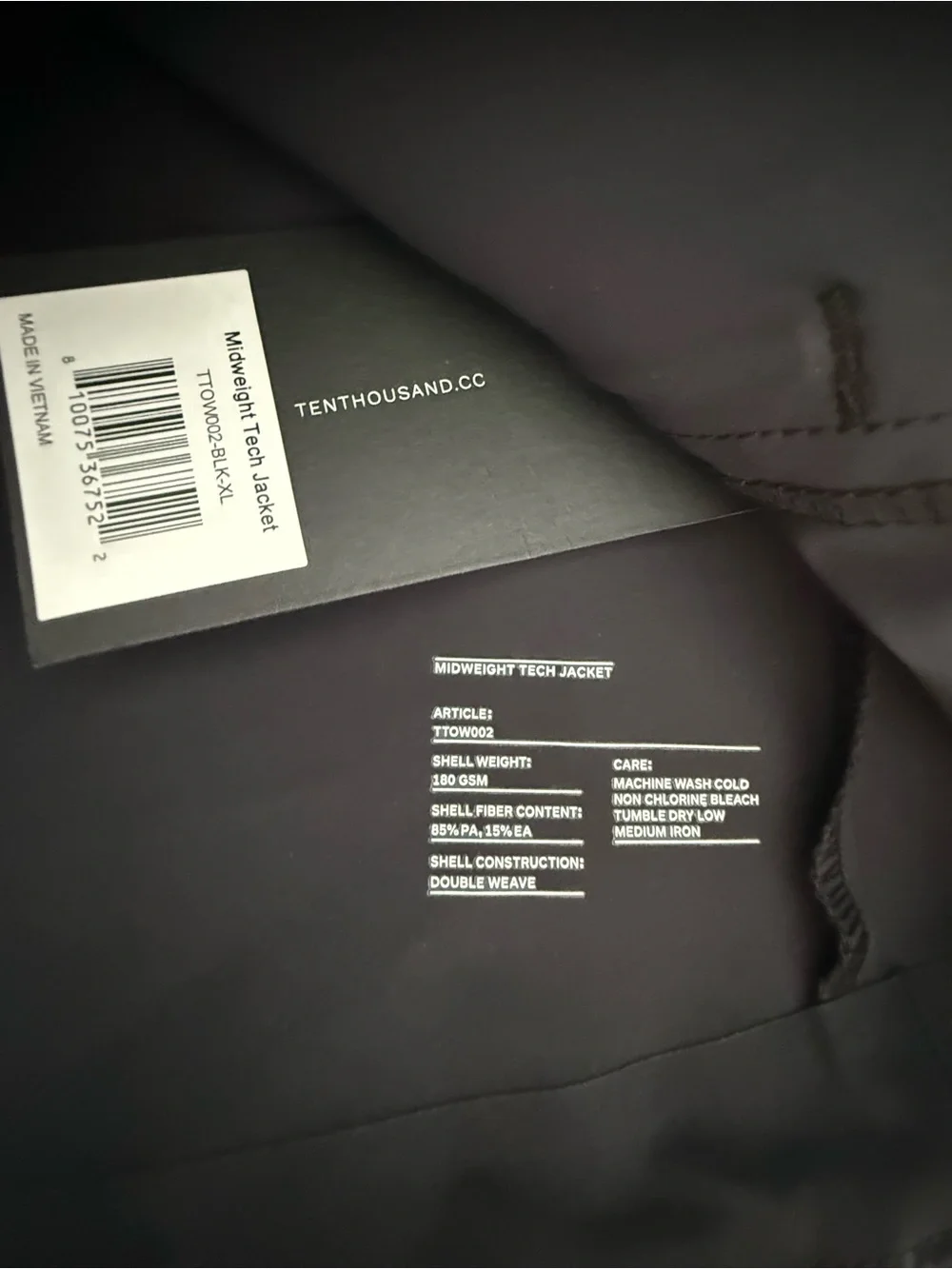 TEN THOUSAND Midweight Tech Jacket Black NEW Extra Large XL